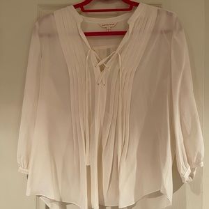 Rebecca Taylor Cream Tie Front Blouse
